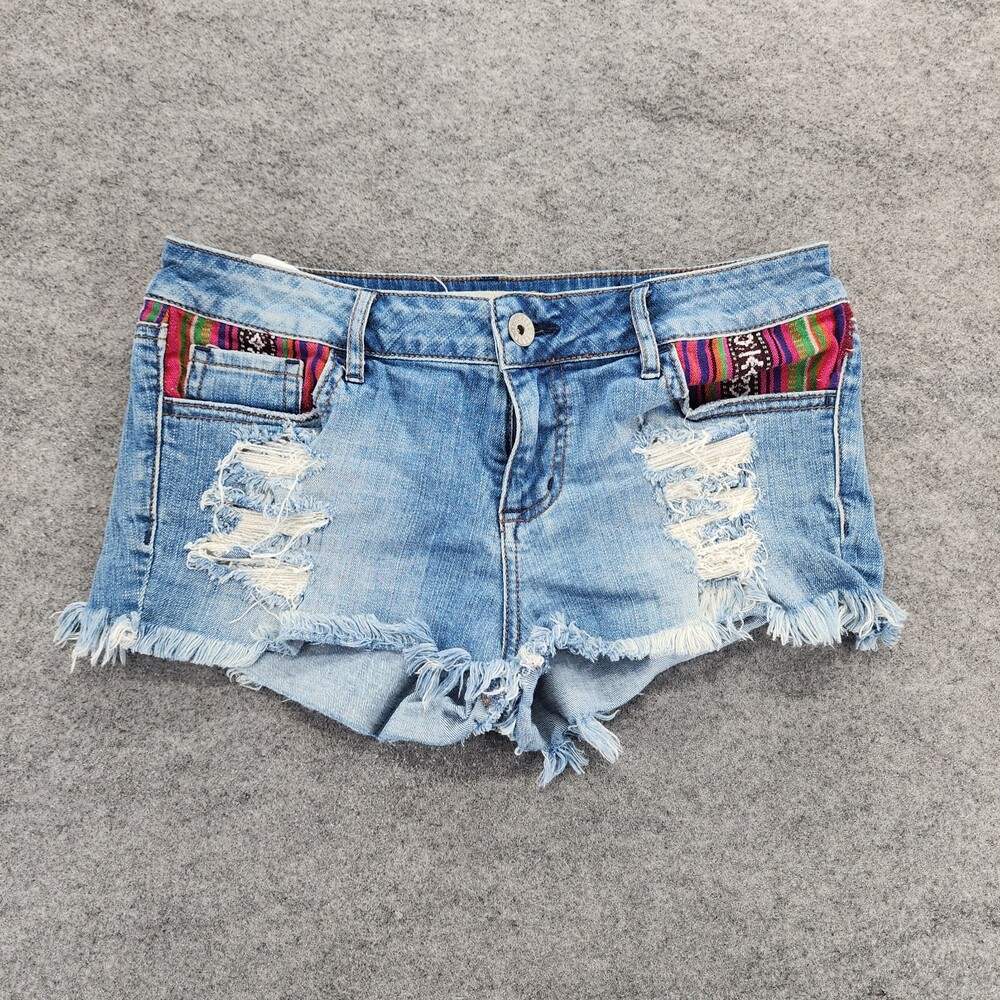 Bullhead Black Shorts Womens Juniors 7 Cut Off Distressed Denim
